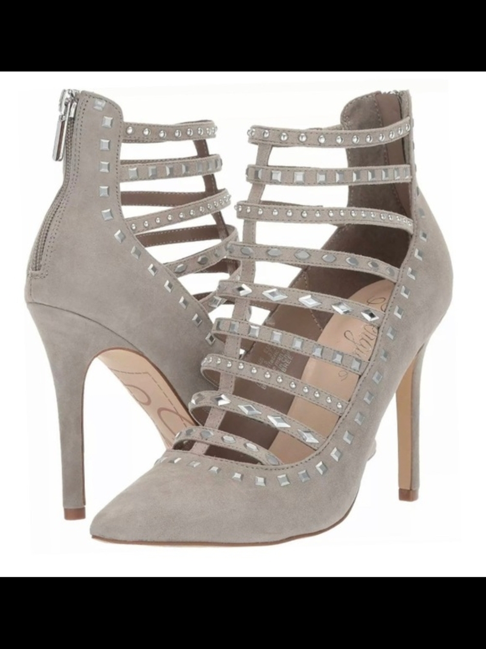 NEW With Defects Fergie "Aubree" Taupe  Suede Pointed Toe Heels Size 8